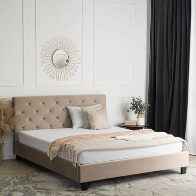 Ліжко оксамитове MEBEL ELITE QUEEN Velvet 160x200см Беж фотографія
