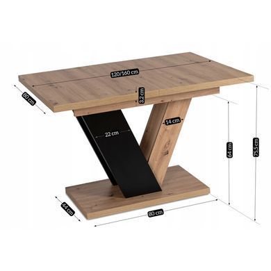 Комплект стіл розкладний MEBEL ELITE CLARK 120(160)х80 см Дуб артизан/чорний +4 стільці RIO Чорний фотографія