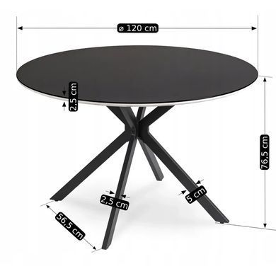Стіл круглий MEBEL ELITE ALLEN 120 см Чорний фотографія