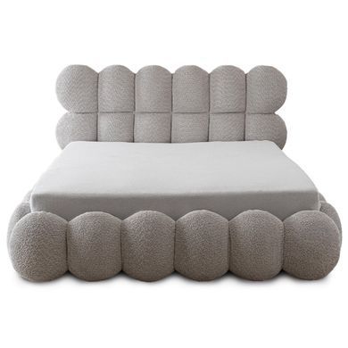 Ліжко двоспальне MEBEL ELITE ANKARA 140x200 см Сірий Букле фотографія