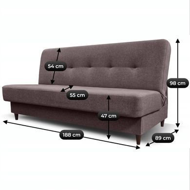 Диван розкладний MEBEL ELITE ARUBA 2 188 см Темно Коричневий фотографія