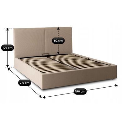 Кровать двуспальная MEBEL ELITE MARSYLIA Sztruks 180x200 см Беж фотография