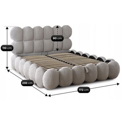 Ліжко двоспальне MEBEL ELITE ANKARA 140x200 см Сірий Букле фотографія