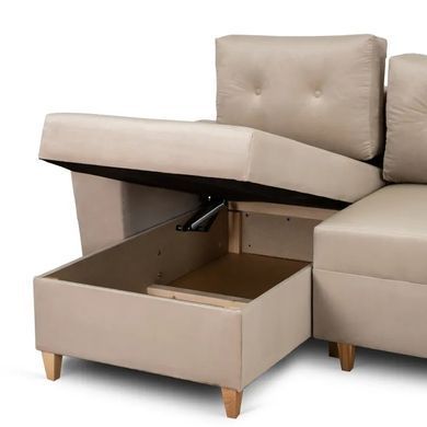 Кутовий диван лівий, оксамитовий MEBEL ELITE MATEO Velvet 248 см Бежевий Лівий фотографія