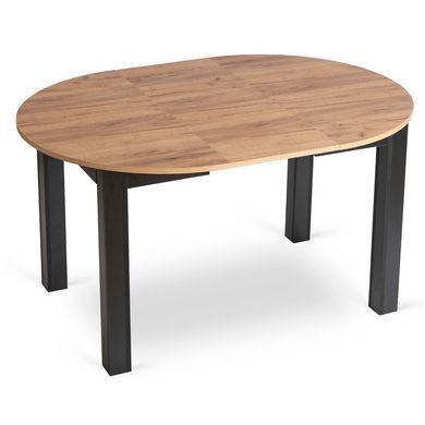 Стіл розкладний круглий MEBEL ELITE HARRY 102(142)х102 см Дуб Крафт / Чорний фотографія