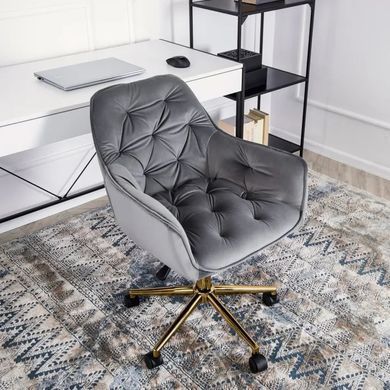 Стілець офісний поворотний оксамитовий MEBEL ELITE MILAN Velvet Сірий / Золотий фотографія