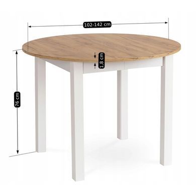 Стіл кухонний розкладний MEBEL ELITE HARRY 102(142)х102 Дуб крафт/Білий фотографія