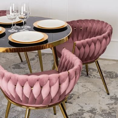 Стілець оксамитовий MEBEL ELITE CAPRI Velvet Рожевий / Золотий фотографія