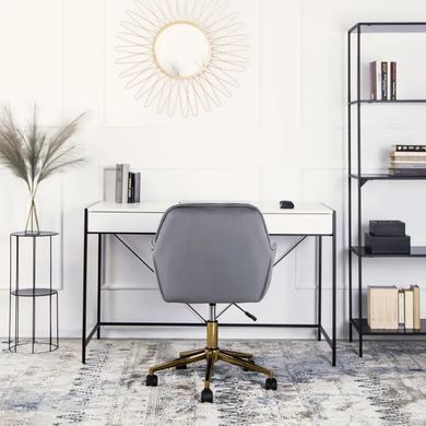 Стілець офісний поворотний оксамитовий MEBEL ELITE MILAN Velvet Сірий / Золотий фотографія
