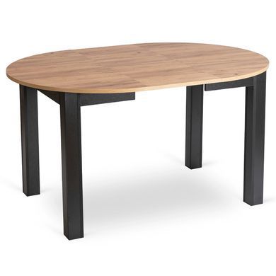 Стіл розкладний круглий MEBEL ELITE HARRY 102(142)х102 см Дуб Крафт / Чорний фотографія