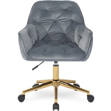 Стілець офісний поворотний оксамитовий MEBEL ELITE MILAN Velvet Сірий / Золотий фотографія