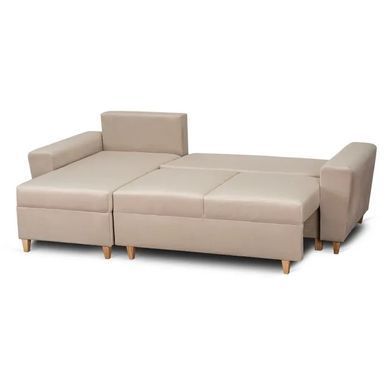 Кутовий диван лівий, оксамитовий MEBEL ELITE MATEO Velvet 248 см Бежевий Лівий фотографія