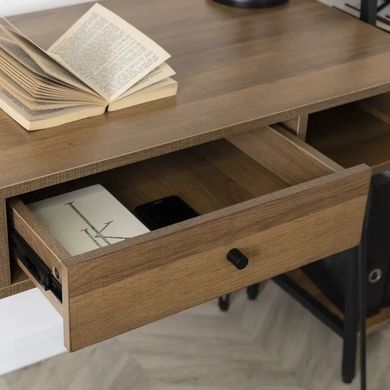 Письменный стол MEBEL ELITE LAMICA 100 см Орех / Черный фотография