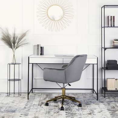 Стілець офісний поворотний оксамитовий MEBEL ELITE MILAN Velvet Сірий / Золотий фотографія