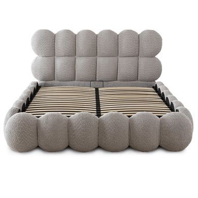 Ліжко двоспальне MEBEL ELITE ANKARA 140x200 см Сірий Букле фотографія