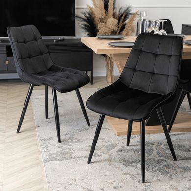 Комплект стіл розкладний MEBEL ELITE CLARK 120(160)х80 см Дуб артизан/чорний +4 стільці RIO Чорний фотографія