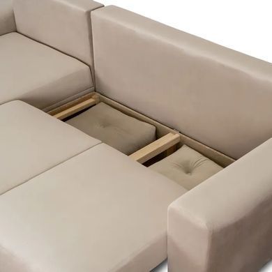 Кутовий диван лівий, оксамитовий MEBEL ELITE MATEO Velvet 248 см Бежевий Лівий фотографія