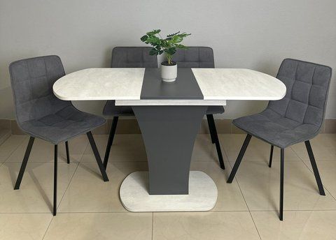 Стіл розкладний SHERIDAN S/A Intarsio 110(145)x60 Шовковий камінь/антрацит фотографія