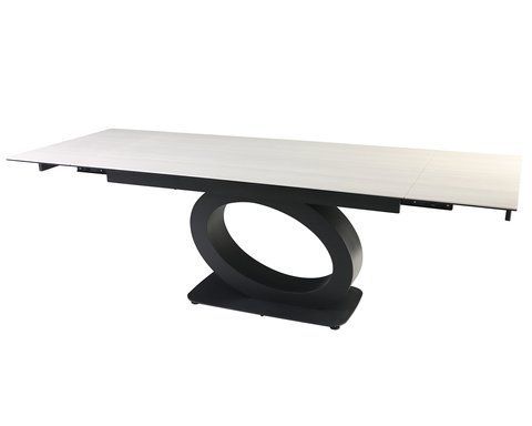 Раскладной стол OVIDIO CERAMIC Intarsio 160(240)*90 белый дуб/черный каркас фотография