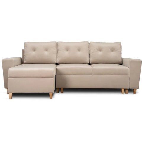 Кутовий диван лівий, оксамитовий MEBEL ELITE MATEO Velvet 248 см Бежевий Лівий фотографія