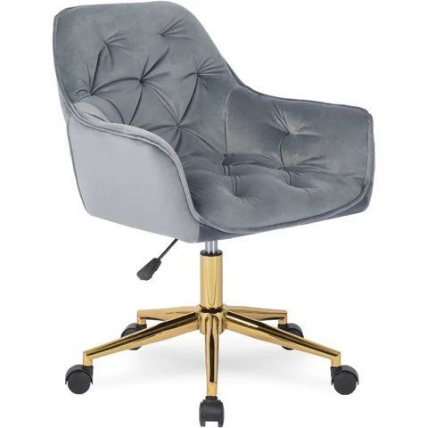 Стул офисный поворотный бархатный MEBEL ELITE MILAN Velvet Серый / Золотой фотография