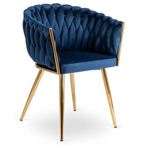 Стул бархатный MEBEL ELITE CAPI Velvet Синий / Золотой фотография