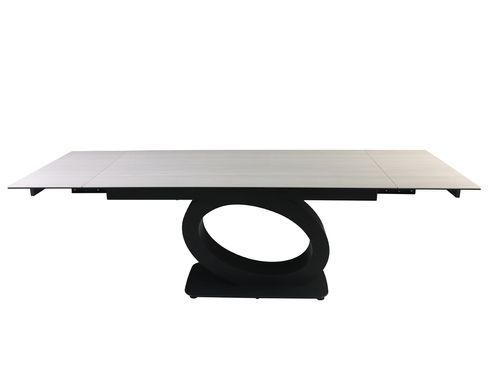 Стіл розкладний OVIDIO CERAMIC Intarsio 160(240)*90 білий дуб/чорний каркас фотографія