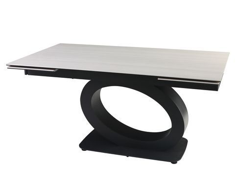 Стіл розкладний OVIDIO CERAMIC Intarsio 160(240)*90 білий дуб/чорний каркас фотографія