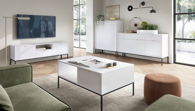Комод високий Perfect Home Нова / Nova 2-дверний з чорними ніжками K104 Білий фотографія