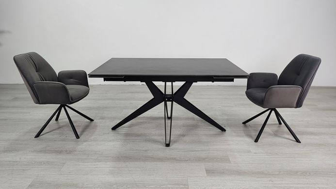 Стіл розкладний VINCENT CERAMIC Intarsio 140(200)*90 графіт мат/чорний фотографія