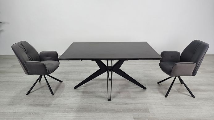 Стіл розкладний VINCENT CERAMIC Intarsio 140(200)*90 графіт мат/чорний фотографія