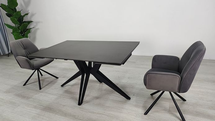 Стіл розкладний VINCENT CERAMIC Intarsio 140(200)*90 графіт мат/чорний фотографія