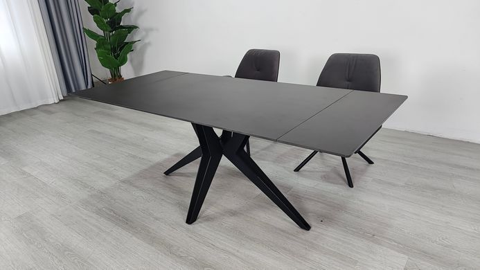 Стіл розкладний VINCENT CERAMIC Intarsio 140(200)*90 графіт мат/чорний фотографія