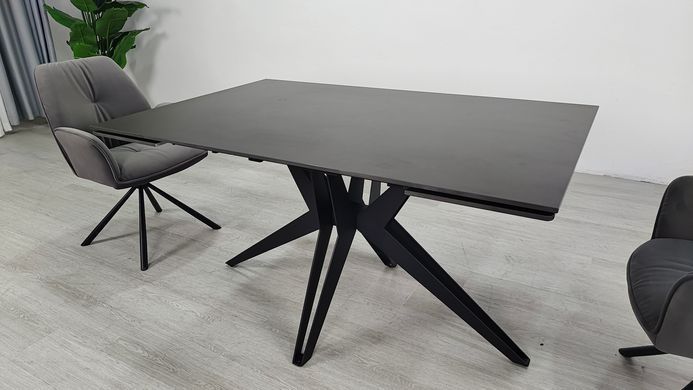 Стіл розкладний VINCENT CERAMIC Intarsio 140(200)*90 графіт мат/чорний фотографія