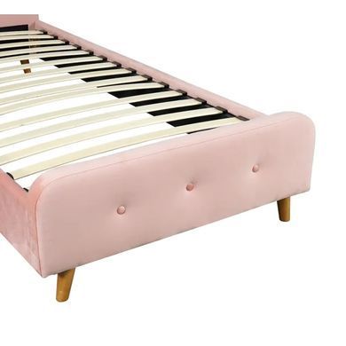 Кровать односпальная бархатная 90x200 MEBEL ELITE MIKEL Velvet Розовый фотография