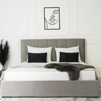Кровать двуспальная бархатная MEBEL ELITE PANAMA Velvet 160x200 см Серый фотография