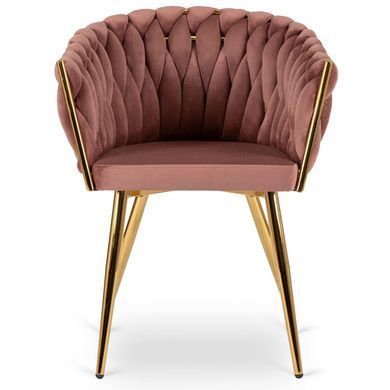 Стілець оксамитовий MEBEL ELITE CAPI Velvet Рожевий / Золотий фотографія