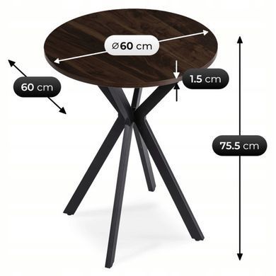 Стол MEBEL ELITE LAUREN 60X60 Орех/черный фотография