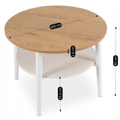 Журнальний столик MEBEL ELITE PAULO 60x60 Дуб/білий фотографія