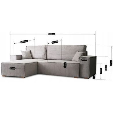 Угловой диван универсальный MEBEL ELITE ALEX 262 см ткань Серый фотография