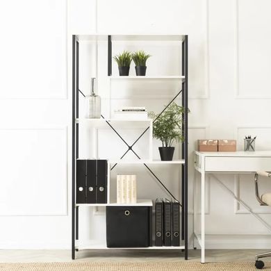 Стелаж MEBEL ELITE AKRIS білий / чорний фотографія