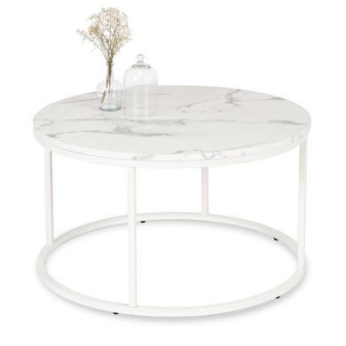 Журнальний столик AGNES MAX MEBEL ELITE 80x80 Білий Мармур фотографія