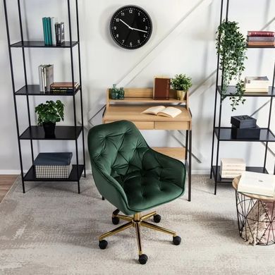 Стілець офісний поворотний оксамитовий MEBEL ELITE MILAN Velvet, Зелений / Золотий фотографія