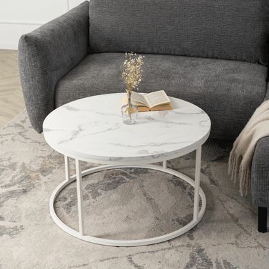 Журнальний столик AGNES MAX MEBEL ELITE 80x80 Білий Мармур фотографія