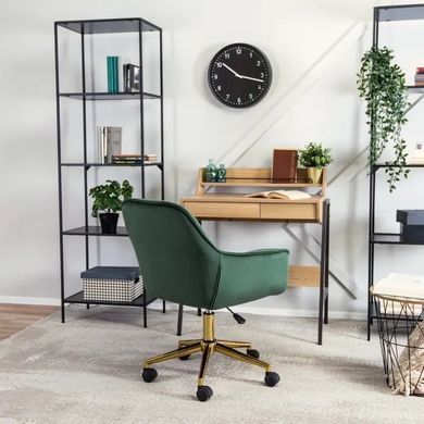 Стілець офісний поворотний оксамитовий MEBEL ELITE MILAN Velvet, Зелений / Золотий фотографія