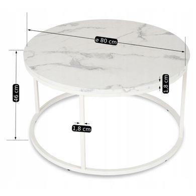 Журнальний столик AGNES MAX MEBEL ELITE 80x80 Білий Мармур фотографія