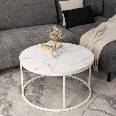 Журнальний столик AGNES MAX MEBEL ELITE 80x80 Білий Мармур фотографія