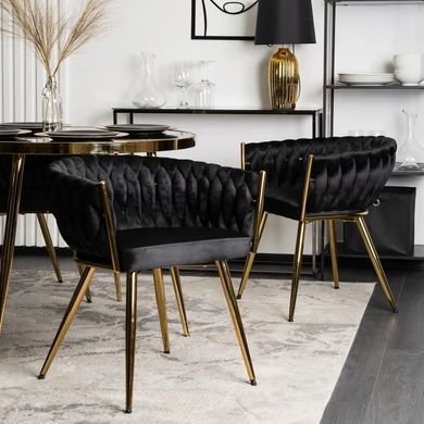 Стілець оксамитовий MEBEL ELITE CAPRI Velvet Чорний / Золотий фотографія