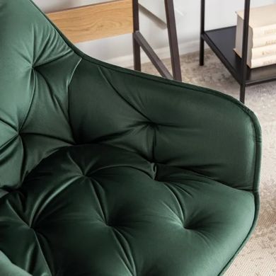 Стілець офісний поворотний оксамитовий MEBEL ELITE MILAN Velvet, Зелений / Золотий фотографія