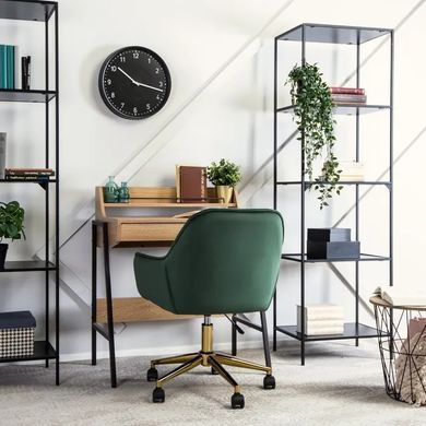 Стілець офісний поворотний оксамитовий MEBEL ELITE MILAN Velvet, Зелений / Золотий фотографія